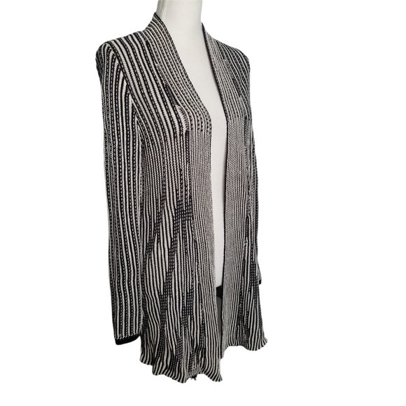 NIC+ZOE Sweaters - Nic & Zoe Black & Cream Striped Open Front Cardigan Sweater Size Medium